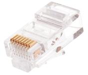 NIKOMAX NMC-RJ88RE06UD1-100 - уп-ка 100шт., коннектор (разъем, вилка) RJ45/8P8C под витую пару, Кат.5e (Класс D), 100МГц, покрытие 6мкд, под многожильный кабель, неэкранированный, круглый ввод
