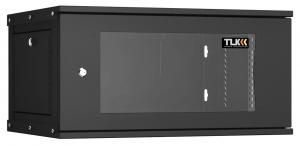 TWI-066045-R-G-BK - Настенный разборный шкаф TLK 19", 6U, стеклянная дверь, Ш600хВ303хГ450мм, 1 пара монтажных направляющих, черный купить в Казани 	Описание:	Настенные шкафы серии Lite (TWI) — это рациональное решение для размещения малых объемов