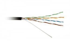 ATcom Standard AT0699-001 - 1м, кабель витая пара U/UTP 4 пары, Кат.5e, 100МГц, одножильный 24AWG (0.50мм), CCA (омедненный алюминий), внешний, PE, до -60С, черный