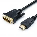 ATcom AT3808 - 1.8м, Кабель HDMI  DVI-D (24 pin,  черный, пакет) купить в Казани 	Кабель ATCOM HDMIDVI-D (DUAL LINK) предназначен для качественной передачи изображения (видео) на ра