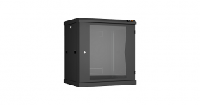 TWC-126045-R-G-BK - Настенный шкаф 12U, 19", Ш600хГ450мм, стеклянная дверь, черный