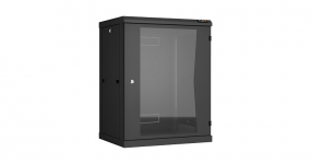 TWC-156045-R-G-BK - Настенный шкаф 15U, 19", Ш600хГ450мм, стеклянная дверь, черный