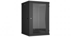 TWC-186060-R-G-BK - Настенный шкаф 18U, 19", Ш600хГ600мм, стеклянная дверь, черный