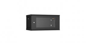 TWI-066035-R-G-BK - Настенный шкаф 6U, 19", Ш600хГ350мм, стеклянная дверь, черный