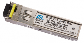 GIGALINK GL-OT-SG14LC1-1550-1310-I - Модуль промышленный SFP, WDM, 1Гбит/c, одно волокно SM, LC, Tx:1550/Rx:1310 нм, 14 дБ (до 20 км) -40C