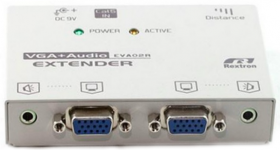 REXTRON EVA-02R - Удлинитель VGA+AUDIO принимающий блок, 1 вход, 2 выхода, до 1280х1024, UTP Кат.5e до 150м, используется в паре с EVA-12L купить в Казани 	Удлинитель EVA-02R предназначен для приема VGA+AUDIO-сигнала от одного удаленного устройства и расп
