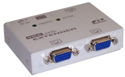 REXTRON EV-214 - Удлинитель VGA 1280х1024, UTP Кат.5e до 150м, комплект передатчик(ev-12L)+приемник(ev-02R), с доп. сквозными видео выходами, эквалайзер для настройки дистанции купить в Казани 	Удлинитель EV-214 передает VGA-сигнал по витой паре на приемный блок, а также имеет локальный допол
