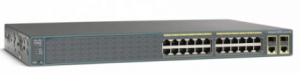 Cisco WS-C2960+24PC-L - Управляемый коммутатор Layer2, 24 порта 10/100Base-TX, 2 комбинированных порта 10/100/1000Base-T/SFP, PoE стандарта IEEE 802.3af(24 порта до 15.4W)