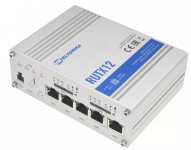 Teltonika RUTX12 - Промышленный 4G маршрутизатор, LTE Cat6, 2 х Mini SIM, 1 x RJ45 WAN 1 Gbps, 4 x RJ45 LAN 1 Gbps, 1 x WiFi 2.4 / 5 GHz 802.11b/g/n/ac Wave 2 MU-MIMO, 1 x Bluetooth, 1 x USB 2.0, 4 x SMA LTE, 2 x RP-SMA WiFi, 1 x SMA GNNS