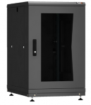 TLK TFR-186080-GMMM-R-BK - Напольный шкаф 19", 18U, стеклянная дверь, Ш600хВ943хГ800мм, в разобранном виде, черный