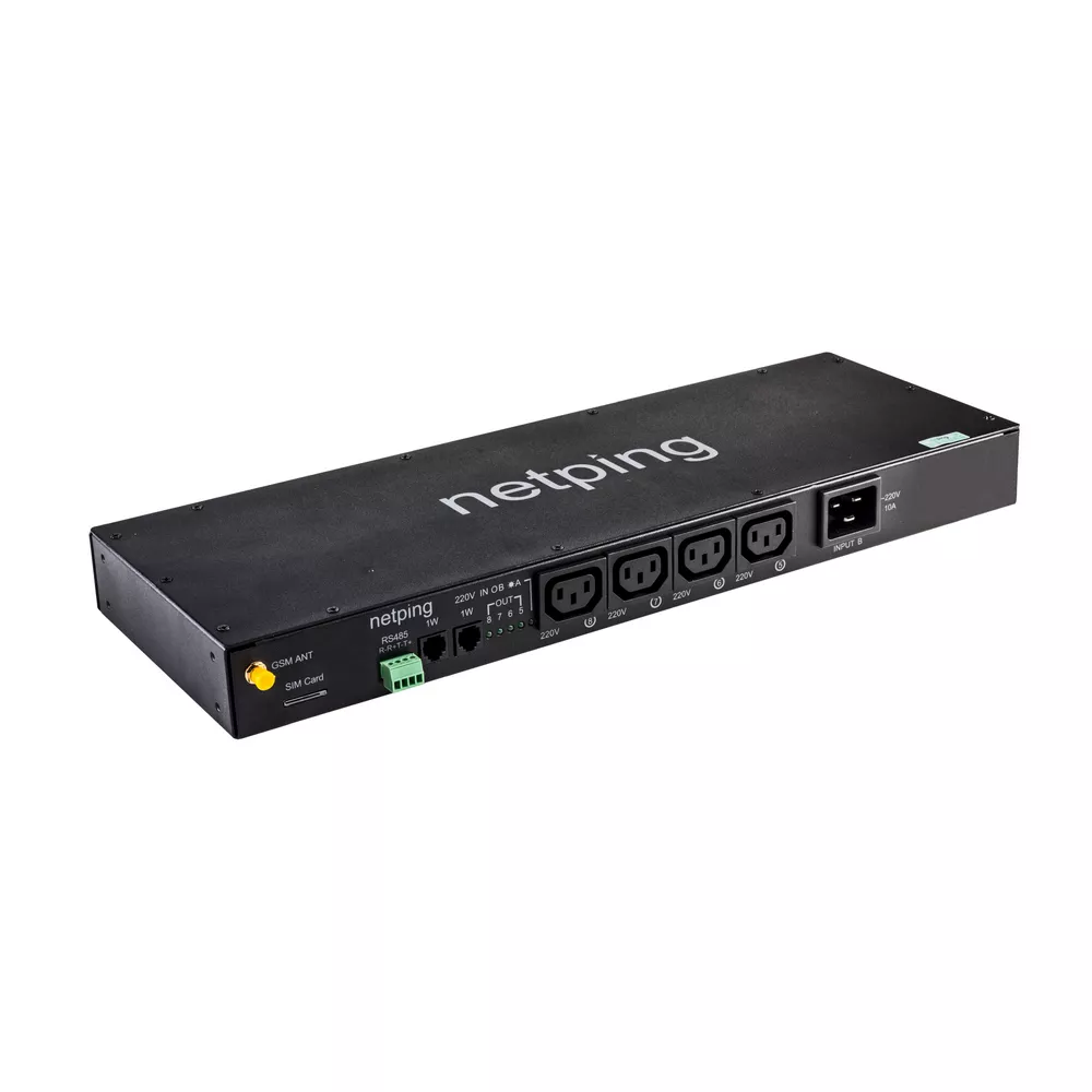 NetPing 8-PWR-220 v7.2-GSM3G - Устройство удаленного управления розетками по сети Ethernet/Internet с функцией автоматического ввода резервной линии электропитания (Switched Metered ATS IP PDU)