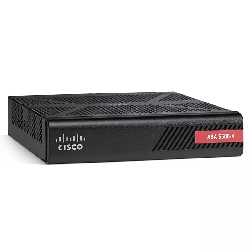 Cisco ASA5506-X - Межсетевой экран, производительность 750 Мбит/с, IPS 300 Мбит/с, VPN 100 Мбит/с, Пользователи: 50 IPsec, SSL VPN. Шифрование: DES, 8 портов 10/100/1000BaseT, 1xUSB, 50Gb mSata