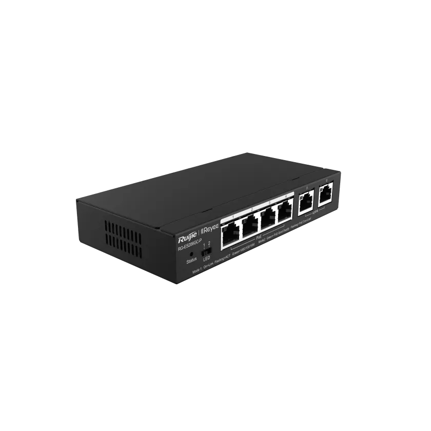 Ruijie RG-ES206GC-P - Неуправляемый коммутатор. 6 Ethernet-портов 10/100/1000 Мбит/с с поддержкой PoE стандарта 802.3af/at . Общий бюджет PoE: 54Вт [52738] купить в Казани 										Тип коммутатора																Тип коммутатора										Неуправляемый																Интер