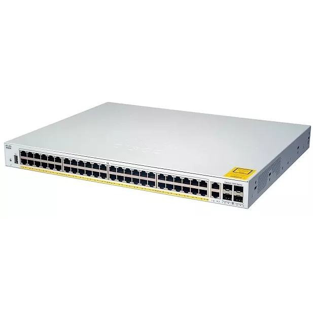 Cisco Catalyst C1000-48P-4G-L - Управляемый коммутатор Layer2, 48 портов 10/100/1000Base-T, 4 порта 1G SFP, PoE стандарта IEEE 802.3at, бюджет PoE 370Вт, функционал программного обеспечения LAN Lite купить в Казани 	Крепления в комплект не входят.	Обзор продукта	Cisco® Catalyst® серии 1000 представляют собой комму