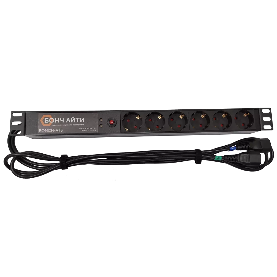 БОНЧ АЙТИ BONCH-ATS/PDU 8A-6S-C14/C14 - Устройство автоматического ввода резерва (АВР) электронно-механическое, 220В, 8А