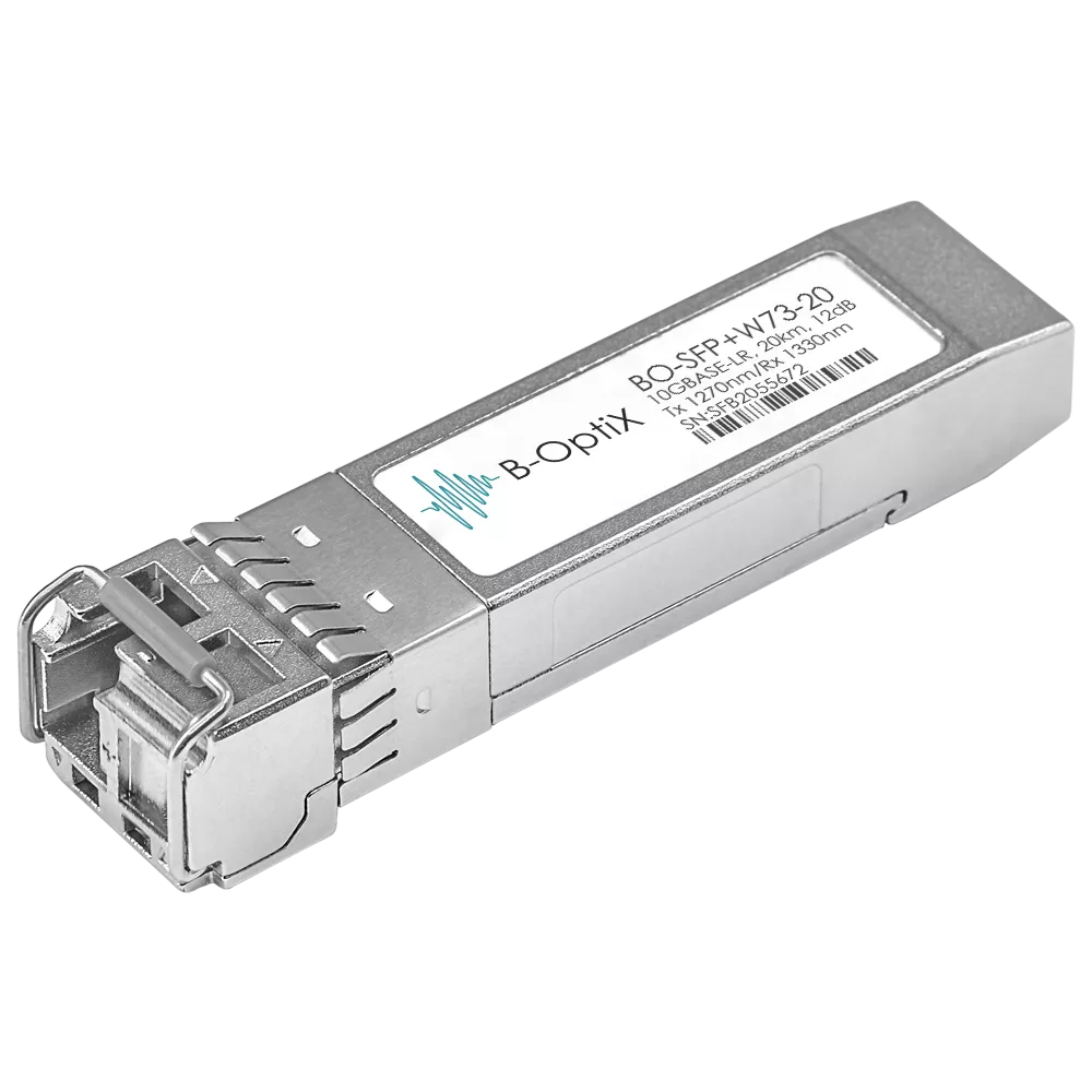 B-OptiX BO-SFP+W73-20 - Одноволоконный модуль, SFP+ WDM 10GBASE-LR/LW, разъем LC, рабочая длина волны Tx/Rx: 1270/1330нм, дальность до 20км (12dB).