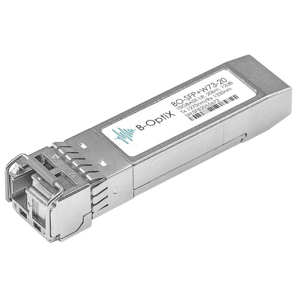 B-OptiX BO-SFP+W73-20 - Одноволоконный модуль, SFP+ WDM 10GBASE-LR/LW, разъем LC, рабочая длина волны Tx/Rx: 1270/1330нм, дальность до 20км (12dB). купить в Казани 	Одноволоконный оптический модуль с форм-фактором SFP+ для 10G Ethernet, соответствует стандарту 10G