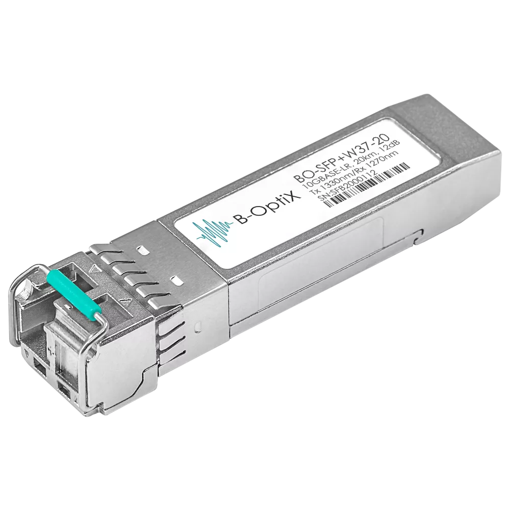 B-OptiX BO-SFP+W37-20 - Одноволоконный модуль, SFP+ WDM 10GBASE-LR/LW, разъем LC, рабочая длина волны Tx/Rx: 1330/1270нм, дальность до 20км (12dB). купить в Казани 	Одноволоконный оптический модуль с форм-фактором SFP+ для 10G Ethernet, соответствует стандарту 10G