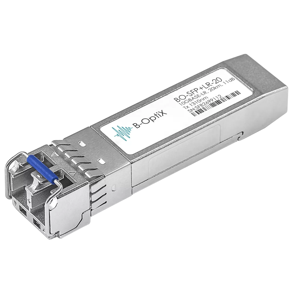 B-OptiX BO-SFP+LR-20 - Двухволоконный модуль, SFP+ 10GBASE-LR/LW, разъем LC duplex, рабочая длина волны 1310нм, дальность до 20км (11dB). купить в Казани 	Двухволоконный оптический модуль с форм-фактором SFP+ для 10G Ethernet, соответствует стандарту 10G