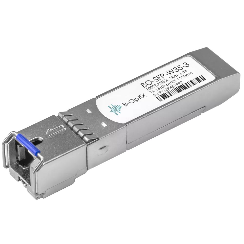 B-OptiX BO-SFP-W35-3 - Одноволоконный модуль, B-OptiX SFP WDM 1000Base-BX, разъем SC, рабочая длина волны Tx/Rx: 1310/1550нм, дальность до 3км (6dB).