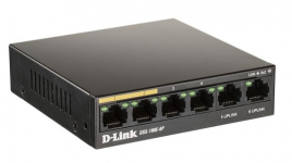 D-Link DSS-100E-6P/A1A - Неуправляемый коммутатор с 6 портами 10/100Base-TX (4 порта PoE 802.3af/at, PoE‐бюджет 55 Вт, дальность до 250 м) купить в Казани 	ОписаниеНеуправляемый коммутатор DSS-100E-6P, оснащенный 6 портами 10/100Base-TX (4 порта с поддерж