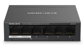 Mercusys MS106LP - Настольный коммутатор с 6 портами 10/100 Мбит/с (4 порта PoE+) 40Вт