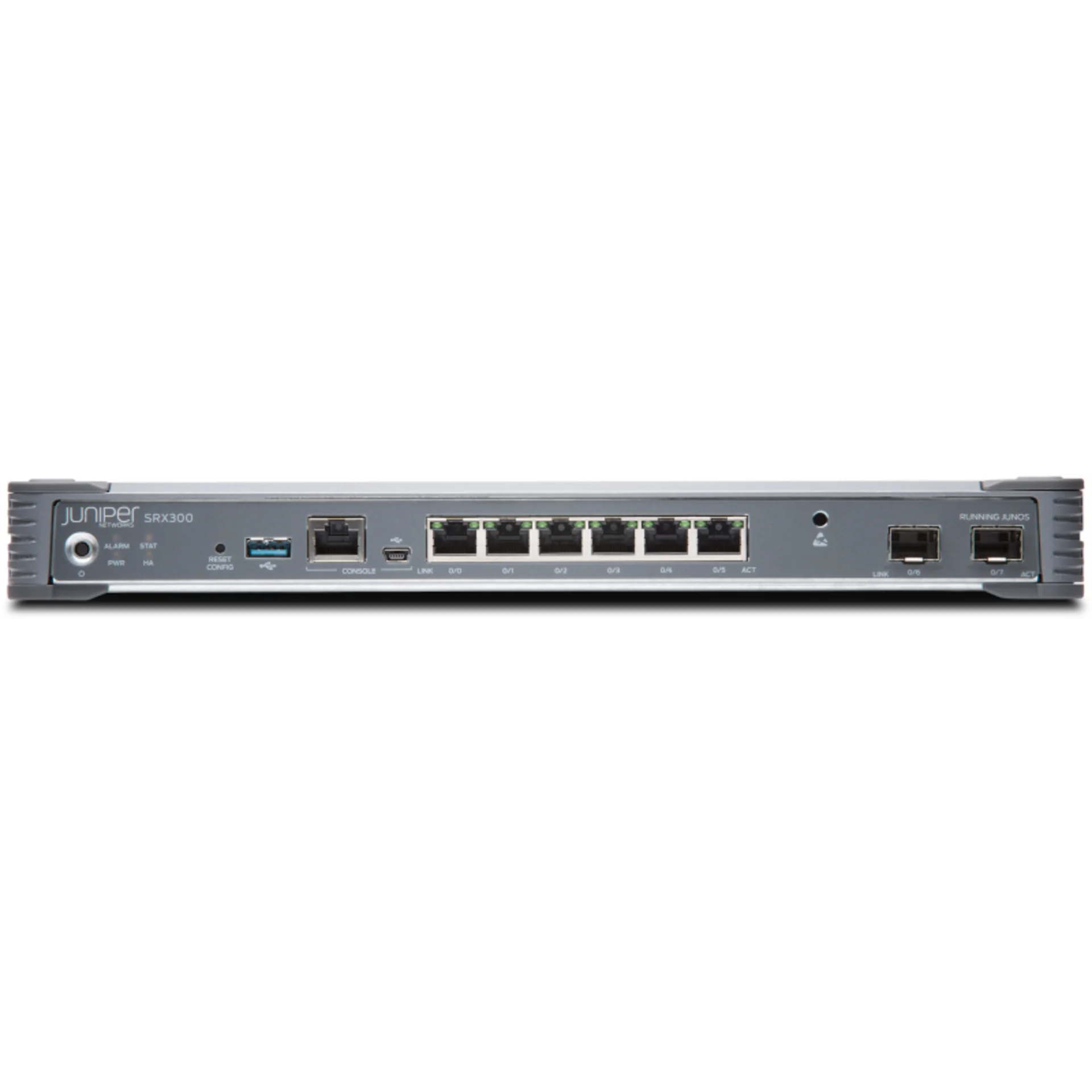 Juniper SRX300 (SRX300-SYS-JB) - Межсетевой экран, 8GbE, 4G RAM, 8G Flash, 1 блок питания и шнур питания, Junos Software Base (firewall, NAT, IPSec, routing, MPLS and switching) купить в Казани 	Межсетевой экран Juniper SRX300 8GbE, 4G RAM, 8G Flash, 1 блок питания и шнур питания, Junos Softwa