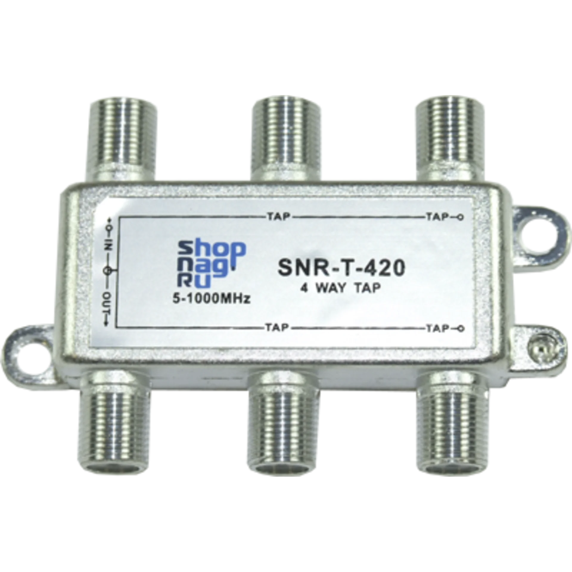 SNR-T-410 - Ответвитель абонентский на 4 отвода, вносимое затухание IN-TAP 10dB.