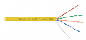 NIKOMAX NMC 9100C-YL - Кабель U/UTP 4 пары, Кат.5e (Класс D), тест по ISO/IEC, 100МГц, одножильный, BC (чистая медь), 24AWG (0,52мм), полимерный материал нг(А)-HF, внутренний, желтый, 305м купить в Казани 	Описание:Кабели 9-й серии по праву являются флагманами модельного ряда и подходят для СКС любой кат