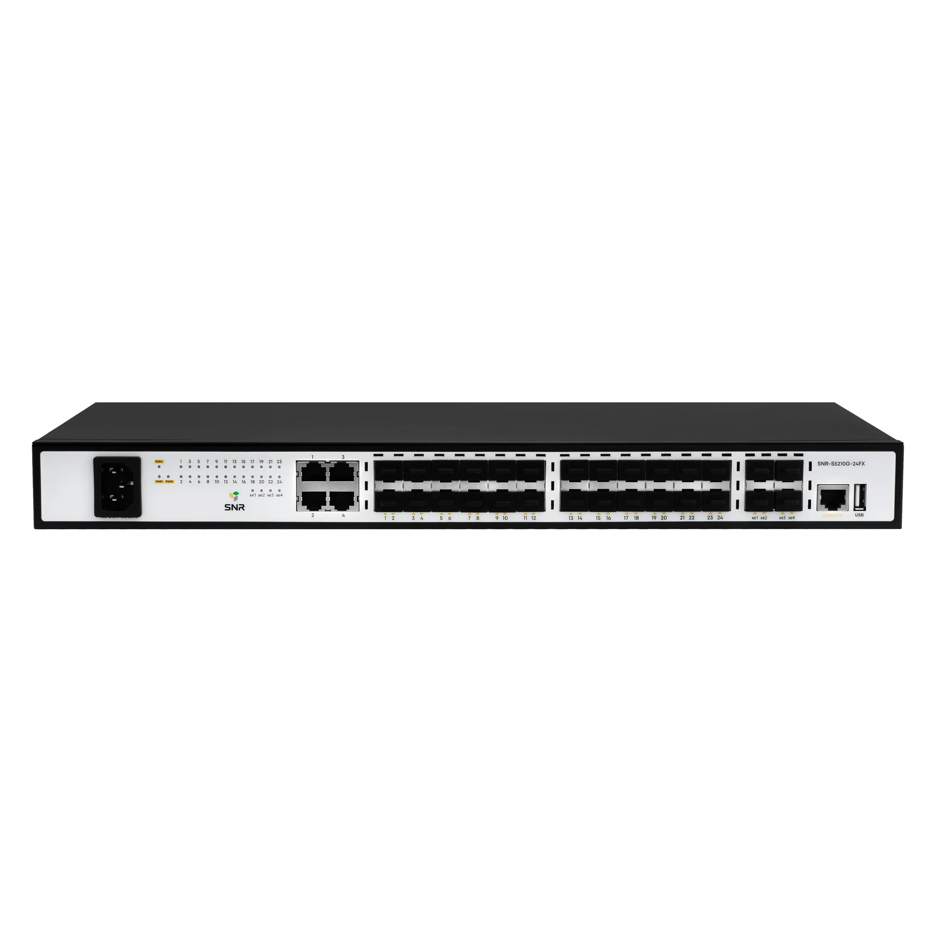 SNR-S5210G-24FX - Управляемый коммутатор уровня 2+, 20 портов 100/1000Base-X SFP, 4 Combo порта GE, 4 порта 1/10G SFP+ купить в Казани 	Коммутатор SNR-S5210G-24FX входит в линейку управляемых L2+ коммутаторов SNR и предназначен для исп