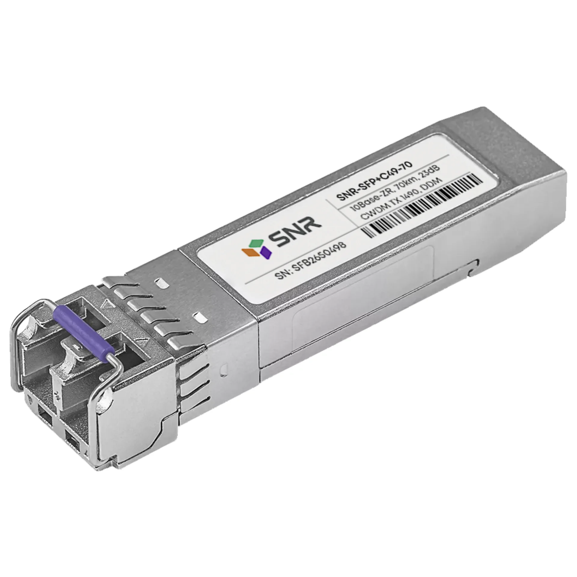 SNR-SFP+C49-70 - Двухволоконный CWDM модуль, SFP+ 10GBASE-ZR/ZW, разъем LC, рабочая длина волны 1490нм , дальность до 70км (до 23dB).