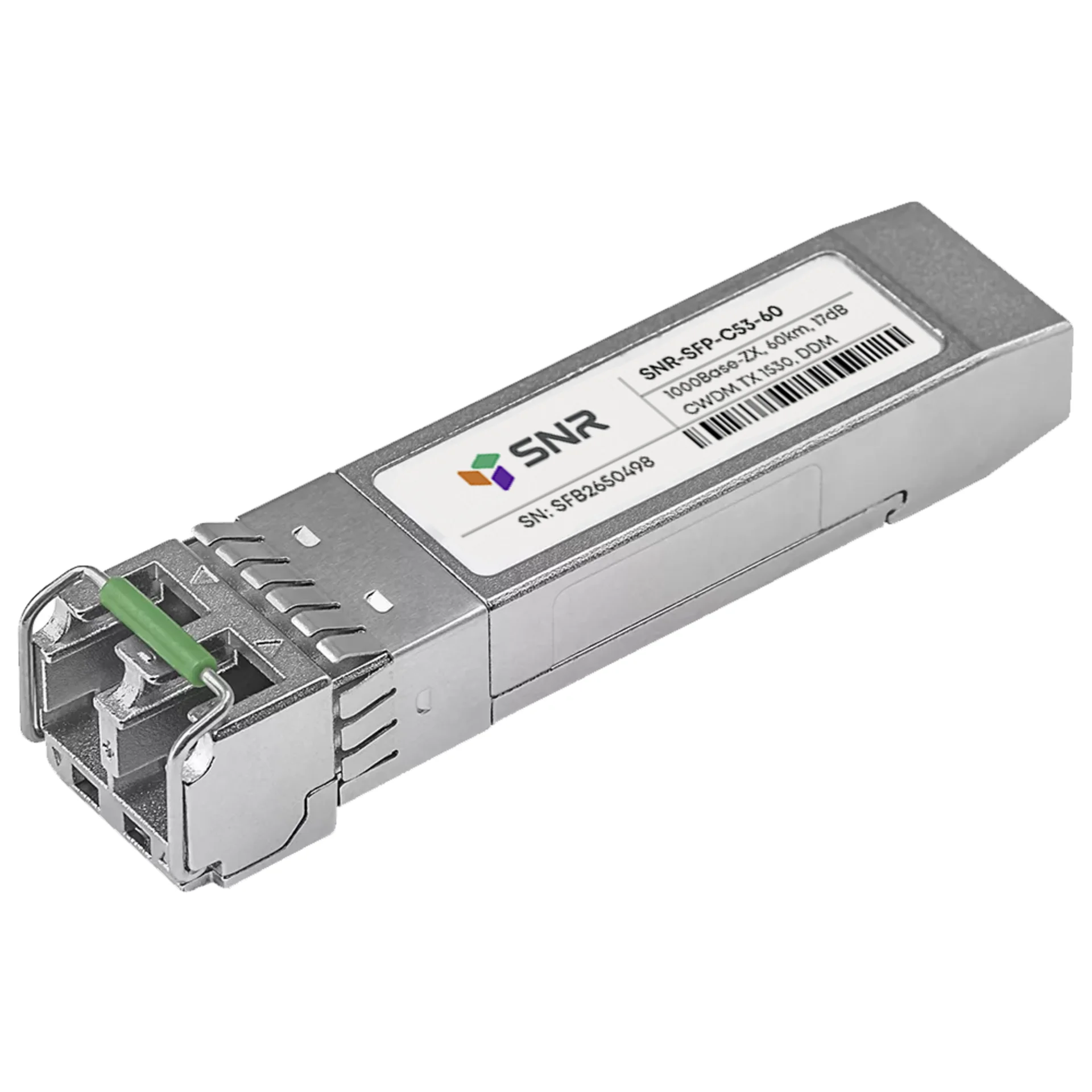 SNR-SFP-C53-60 - Двухволоконный модуль, SFP CWDM 1000Base-ZX, разъем LC, рабочая длина волны 1530нм, дальность до 60км (17dB).