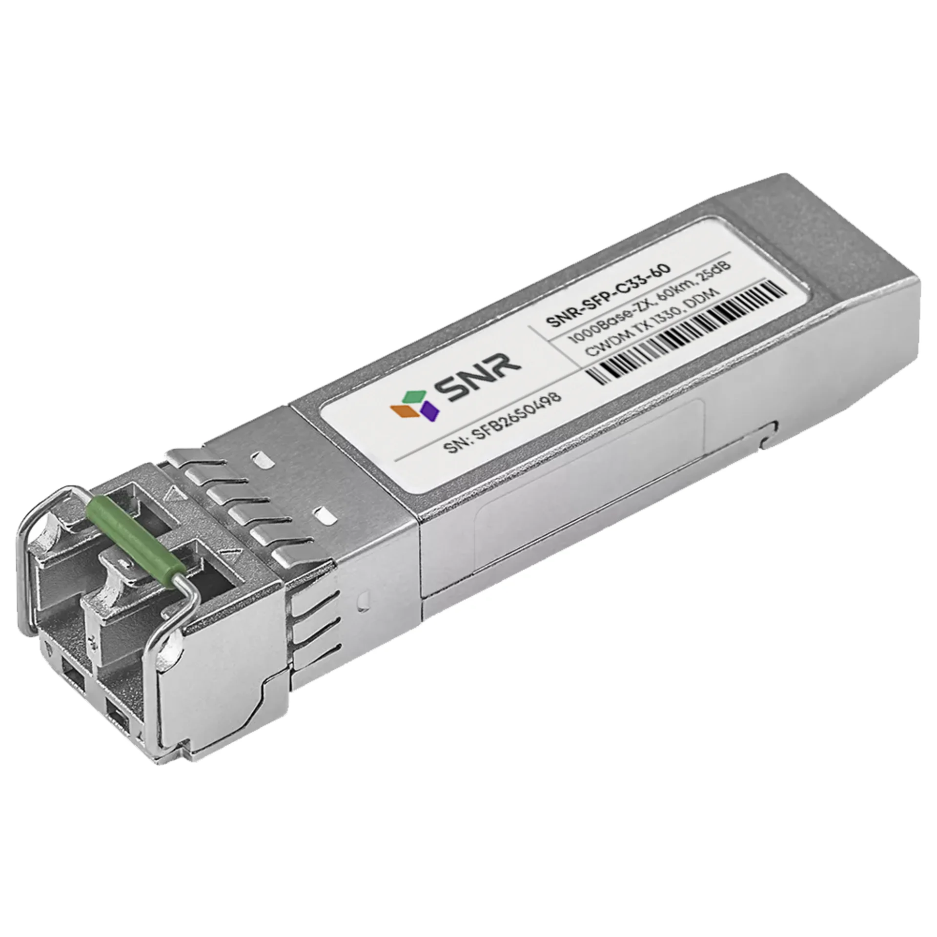 SNR-SFP-C33-60 - Двухволоконный модуль, SFP CWDM 1000Base-ZX, разъем LC duplex, рабочая длина волны 1330нм, дальность до 60км (25dB).