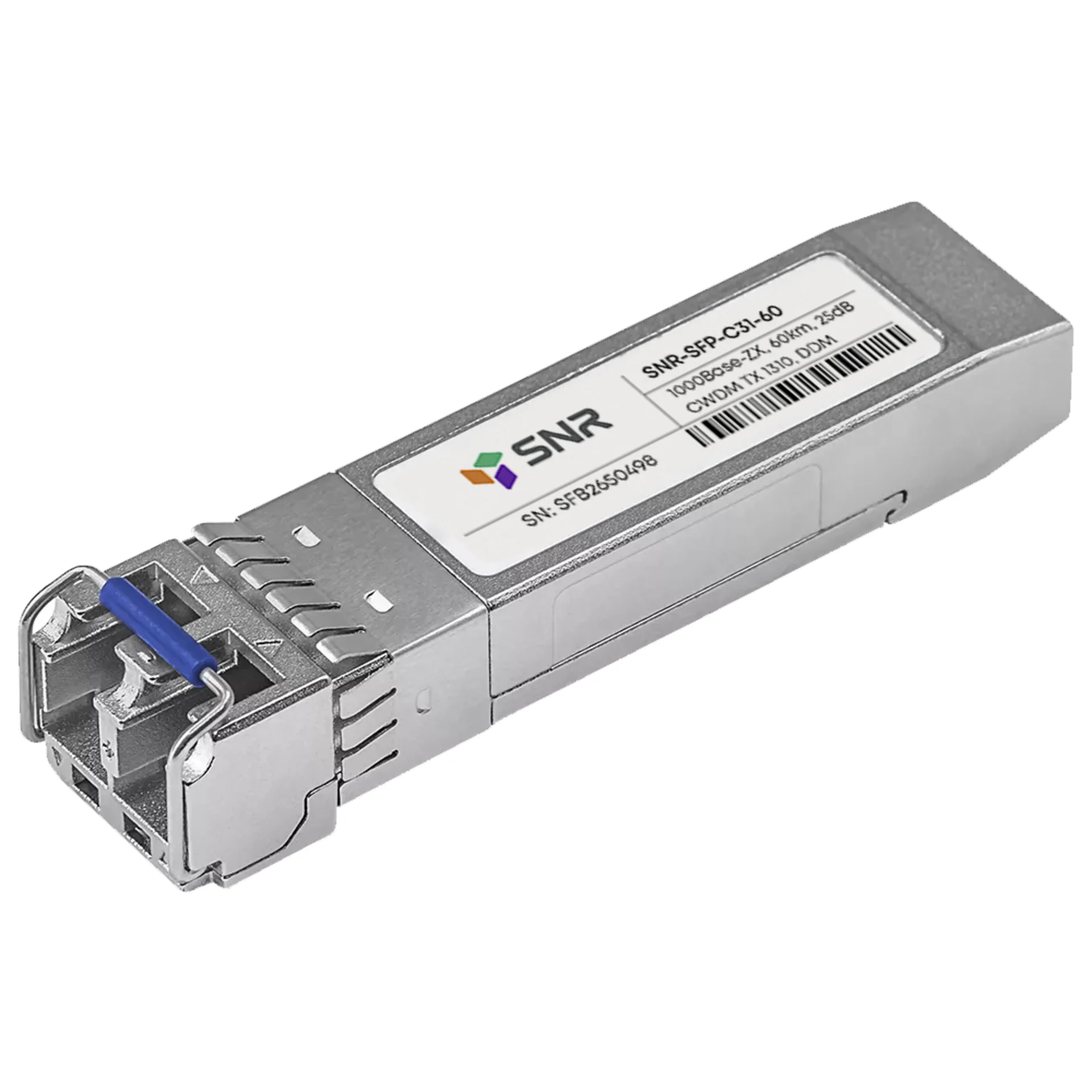 SNR-SFP-C31-60 - Двухволоконный модуль, SFP CWDM 1000Base-ZX, разъем LC duplex, рабочая длина волны 1310нм, дальность до 60км (25dB).