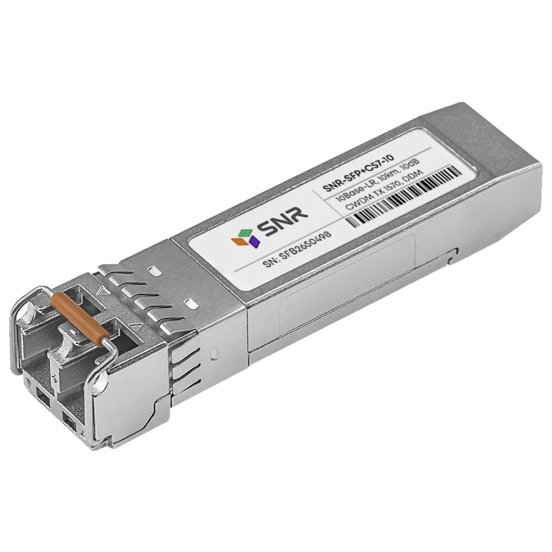 SNR-SFP+C57-10 - Двухволоконный модуль, SFP+ CWDM 10GBASE-LR/LW, разъем LC, рабочая длина волны 1570нм, дальность до 10км (10dB).