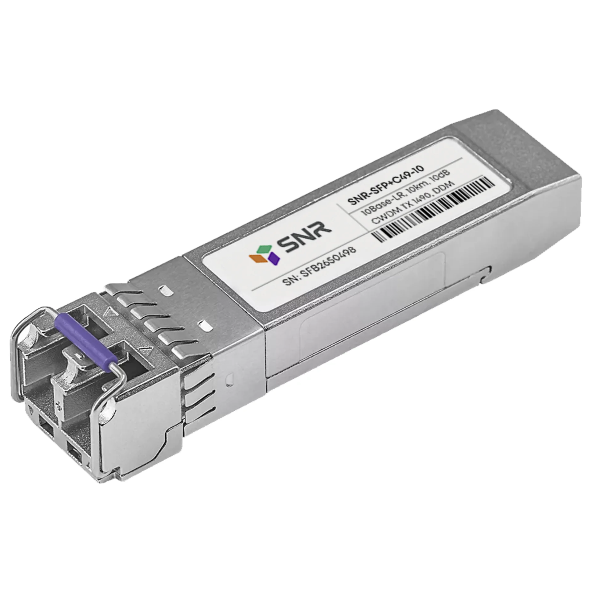 SNR-SFP+C49-10 - Двухволоконный модуль, SFP+ CWDM 10GBASE-LR/LW, разъем LC, рабочая длина волны 1490нм, дальность до 10км (10dB).