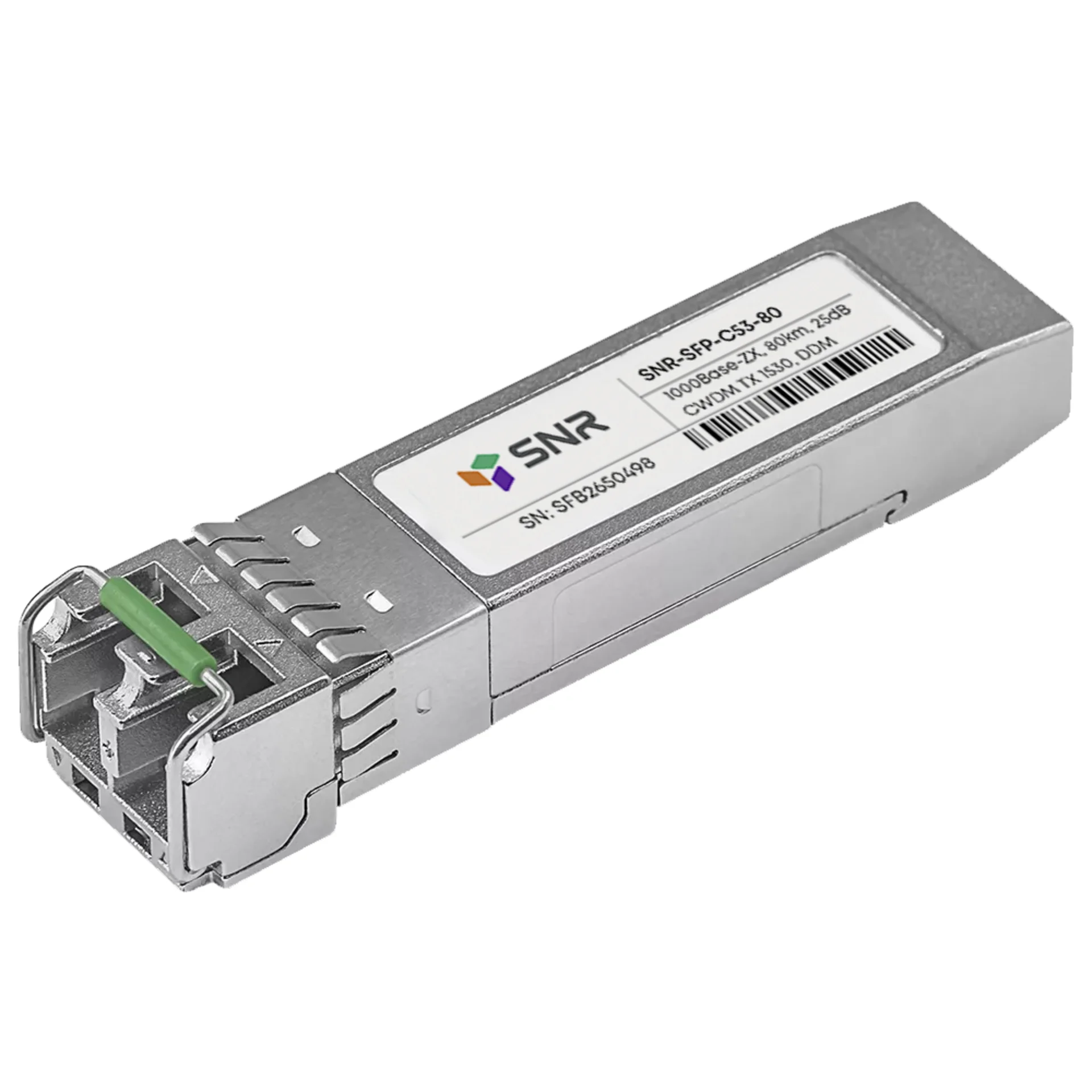 SNR-SFP-C53-80 - вухволоконный модуль, SFP CWDM 1000Base-ZX, разъем LC, рабочая длина волны 1530нм, дальность до 80км (25dB).