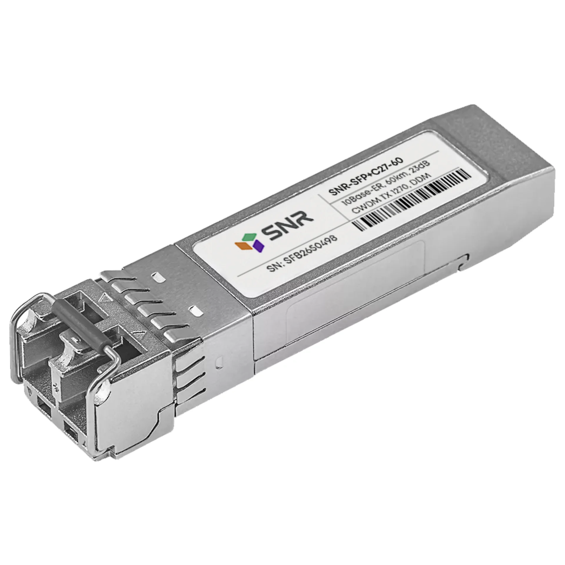 SNR-SFP+C27-80 - Двухволоконный CWDM модуль, SFP+ 10GBASE-ZR/ZW, разъем LC, рабочая длина волны 1270нм, дальность до 80км (до 23dB).