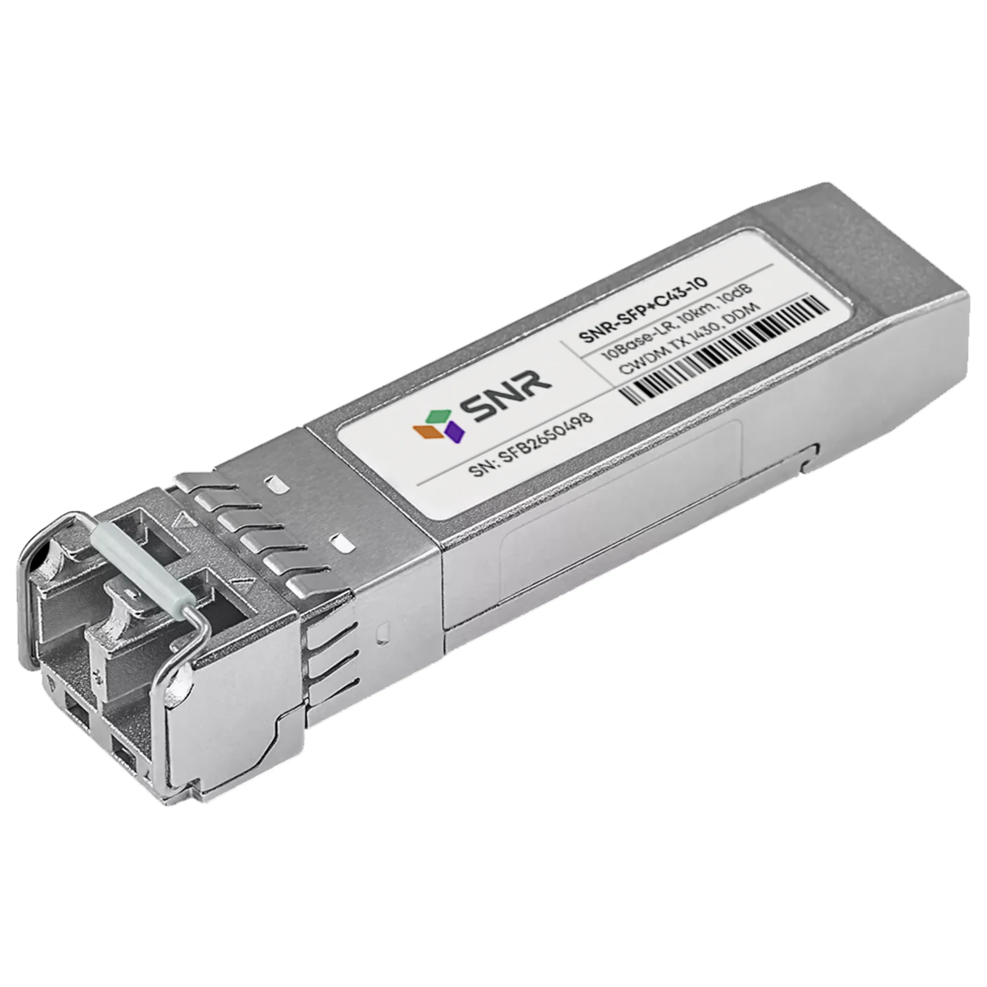 SNR-SFP+C43-10 - Двухволоконный CWDM модуль, SFP+ 10GBASE-LR/LW, разъем LC, рабочая длина волны 1430нм, дальность до 10км (до 10dB).