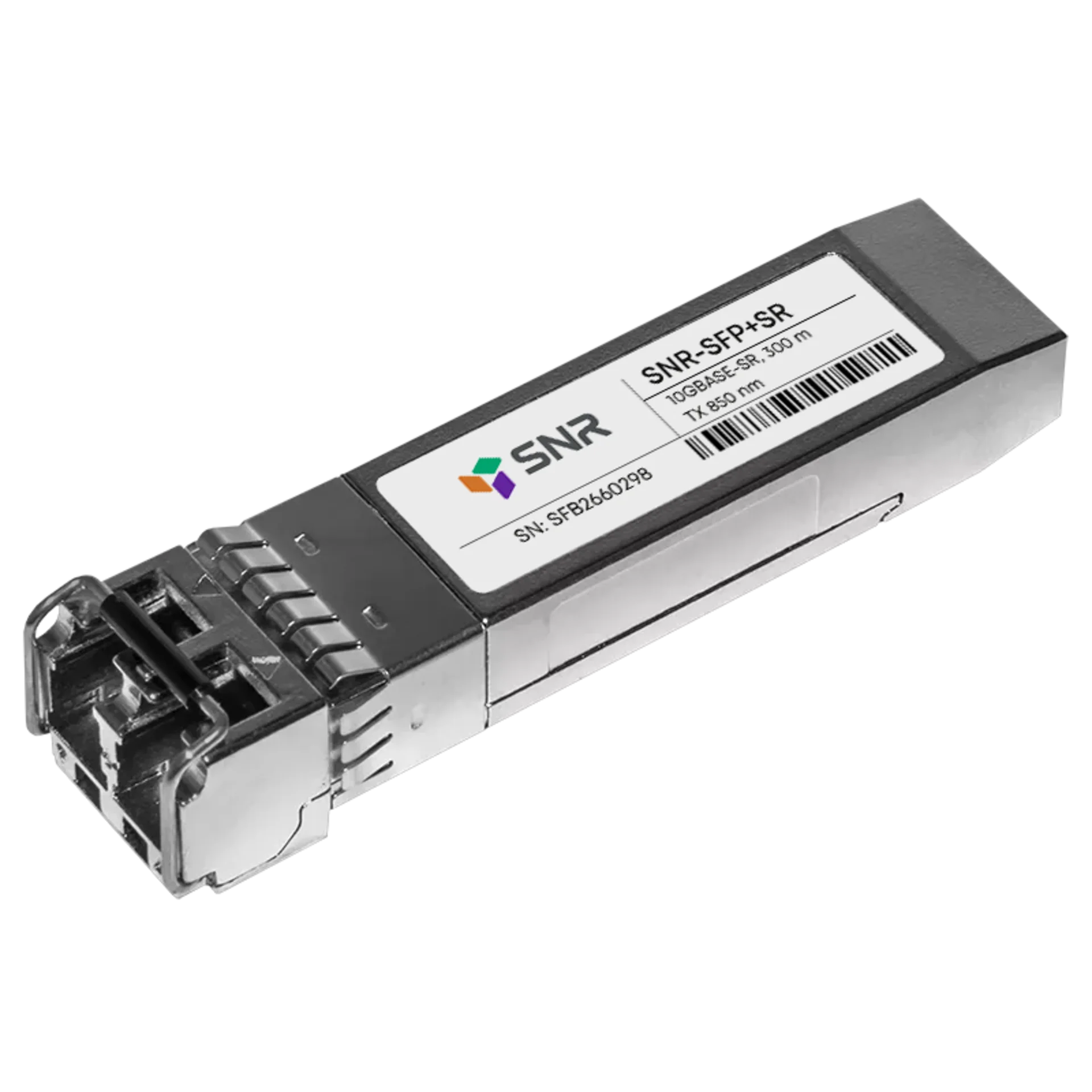 SNR-SFP+SR-D092B - Двухволоконный модуль, SFP+ 10GBASE-SR/SW, разъем LC duplex, рабочая длина волны 850нм, дальность до 300м (5dB), DDMI. Совместим с оборудованием HP 5900, HP 1950, HPE 5700,