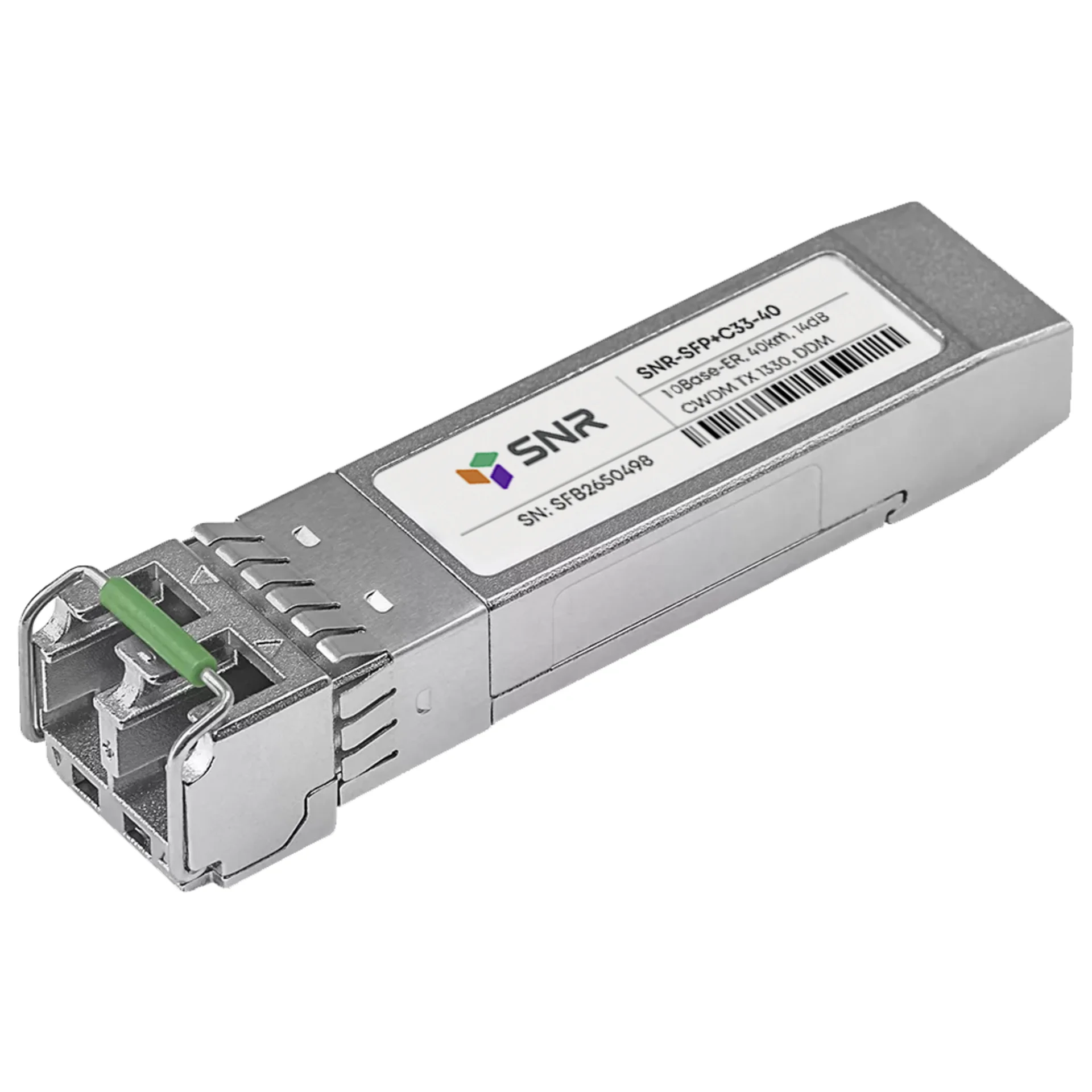 SNR-SFP+C33-40 - Двухволоконный CWDM модуль, SFP+ 10GBASE-ER/EW, разъем LC, рабочая длина волны 1330nm , дальность до 40км (до 14dB).