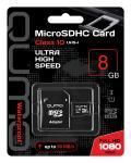 QUMO QM8GMICSDHC10U1 - Карта памяти Micro SecureDigital 8Gb MicroSDHC Class 10, SD adapter, UHS-I купить в Казани 	Рекордный объем памяти в миниатюрном размере. Скорость чтения до 80 МБ/с, скорость записи до 20 МБ/