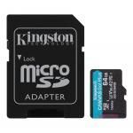 Kingston Canvas Go! Plus SDCG3/64GB  - Карта памяти Micro SecureDigital 64GB UHS-I U3 A2 + ADP (170/70 MB/s) купить в Казани 	Canvas Go! Plus microSD от Kingston — для искателей приключений, которые всегда в пути, в поисках и