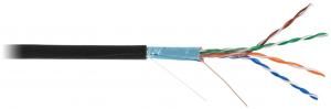 NETLAN EC-UF004-5E-PE-BK-001 - 1м, кабель витая пара F/UTP 4 пары, Кат.5e (Класс D), 100МГц, одножильный, BC (чистая медь), внешний, PE до -40C, черный