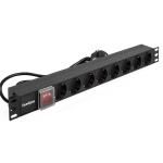 ExeGate ServerPro PDU-19H805 Al-8S-EU3CU-SW - Блок розеток 19", 1U, алюминий, 8Schuko, евровилка, 3м купить в Казани 	Горизонтальные 19” ExeGate ServerPro PDU используются для электроснабжения сетевого оборудования в