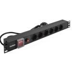 ExeGate ServerPro PDU-19H606 Al-6S-EU2CU-SW-O - Блок розеток 19",1U, алюминий, 6Schuko, евровилка, 2м, защита перегрезок купить в Казани 	Горизонтальные 19” ExeGate ServerPro PDU используются для электроснабжения сетевого оборудования в