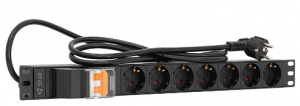 SNR-PDU-7S-S-1.8-CB16L1 - Блок розеток базовый на 7хSchuko, шнур питания 1.8 м 3x1.5 мм² с вилкой Schuko, с защитой от перегрузки, 16A купить в Казани 	Описание	Блок розеток предназначен для распределения электропитания и защиты компьютеров, электронн