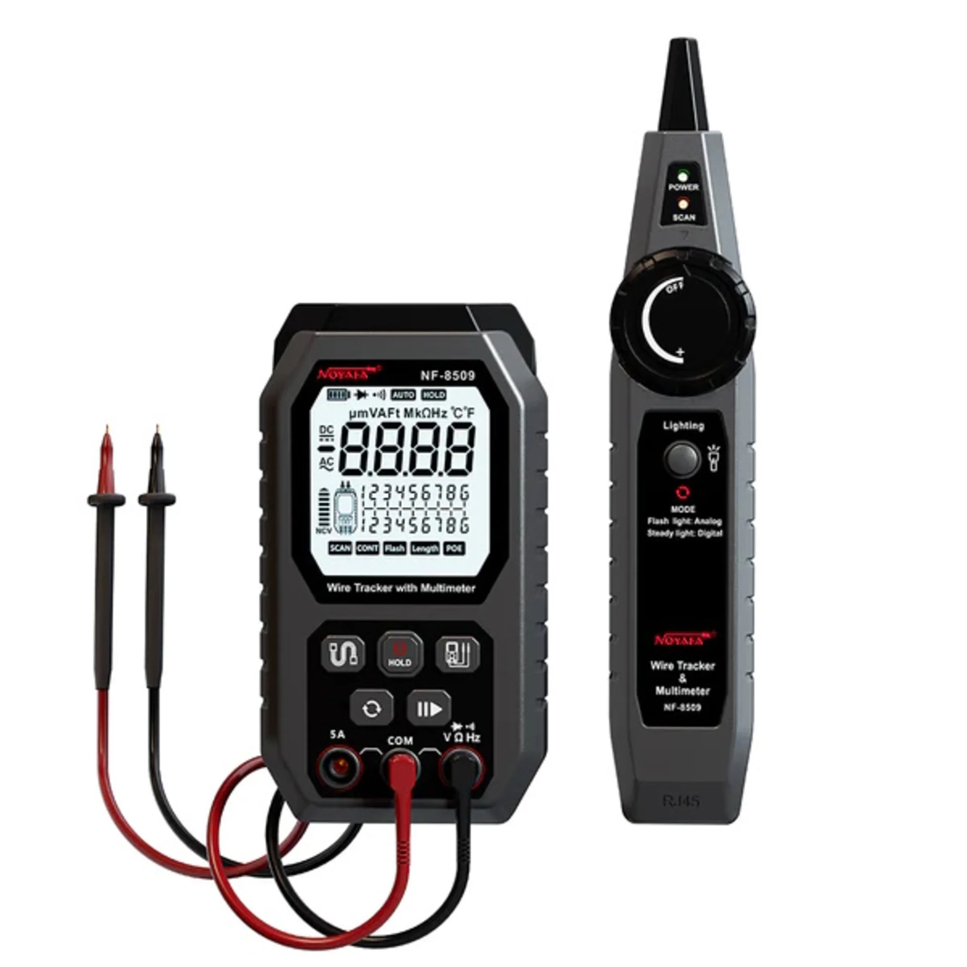 NOYAFA NF-8509 - Многофункциональный кабельный тестер с мультиметром купить в Казани 	Описание	NF-8509 - многофункциональный тестер с встроенным мультиметром, предназначен для тестирова
