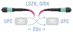 SNR-PC-MPO/UPC-MPO/UPC-FF-MM4-8F-20m - Оптический патчкорд MPO/UPC - MPO/UPС, FF (Female / Female), кроссовый, MM, 8 волокон диаметром 50/125 (OM4), 20 метров. купить в Казани 	Оптический разъем MPO (Multi-fiber push-on) является разумной альтернативой для кабельной инфрастру