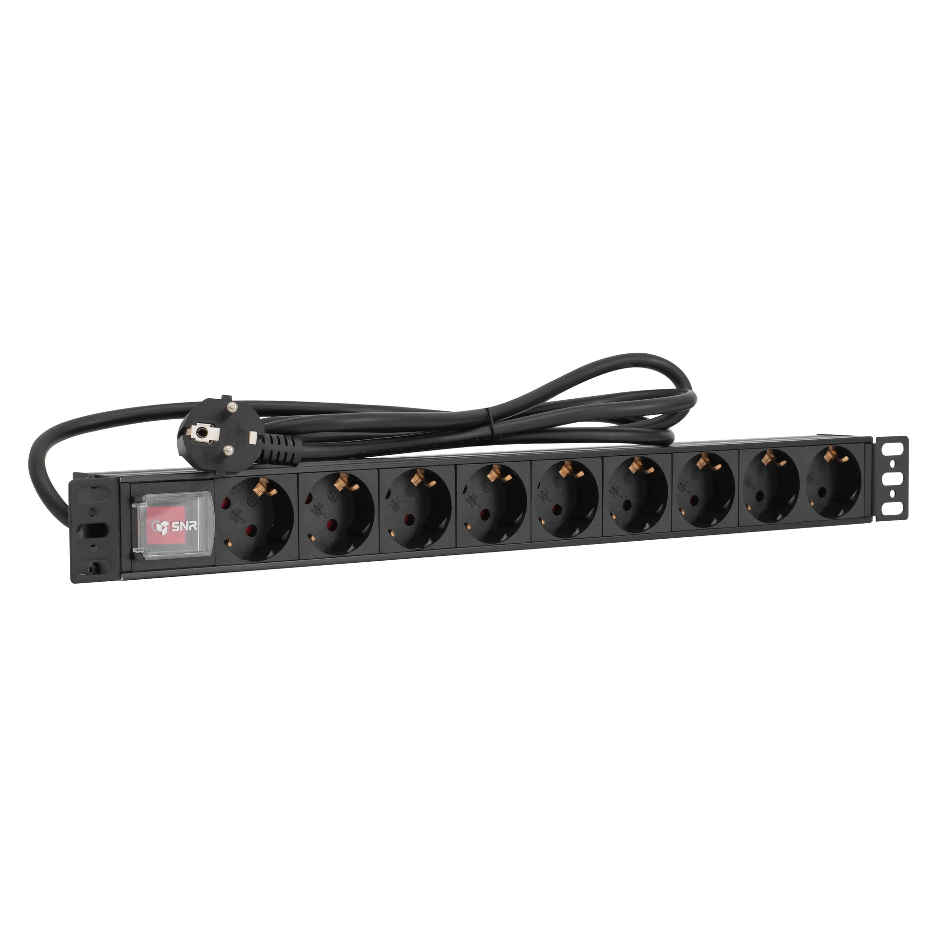 SNR-PDU-9S-S-2-MS16L1 - Блок розеток серии SNR-PDU базовый на 9хSchuko, шнур питания 2 м 3x1.5 мм² с вилкой Schuko, 16A купить в Казани 	Блок розеток предназначен для распределения электропитания и защиты компьютеров, электронной техник